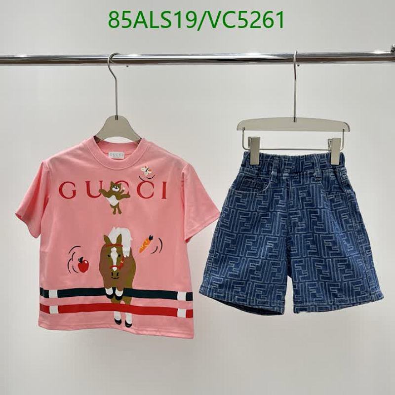 Chic Gucci Kids' Pink T-Shirt & Fendi Denim Shorts Set - Stylish Outfits