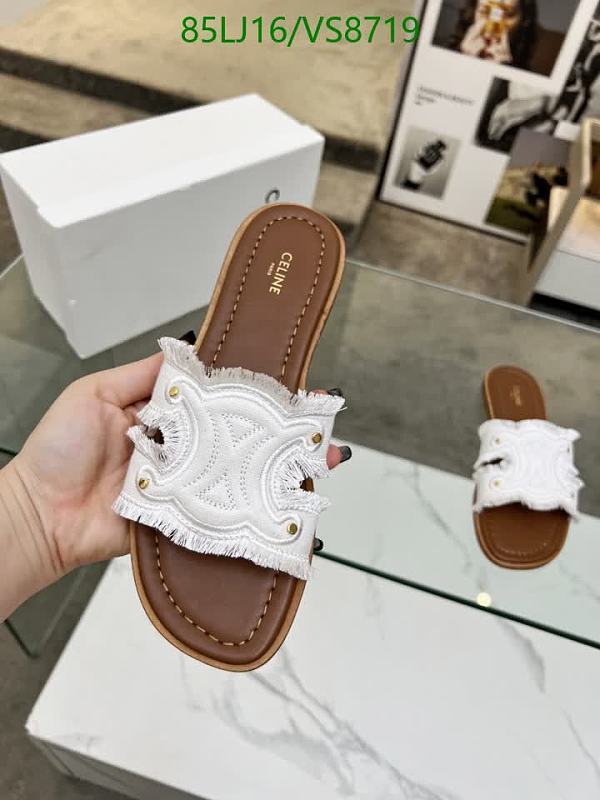 Celine Women's White Genuine Leather Slip-On Sandals