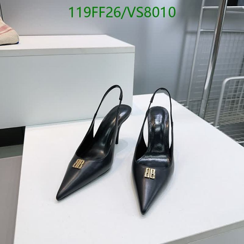 Balenciaga Women's Black Sheepskin Slingback Heels with Gold Logo