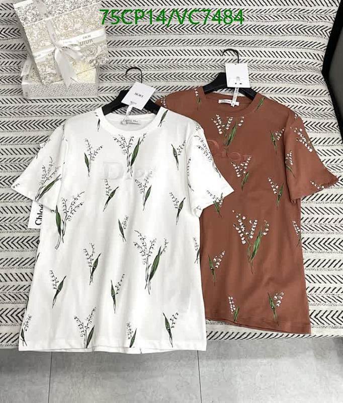 Dior Lily of the Valley Cotton T-Shirt - Elegant Floral Print Short Sleeve Top