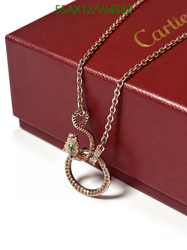 Cartier Snake Design Pendant Necklace with Sparkling Zirconia - Elegant Rose Gold