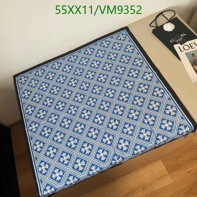 Chrome Hearts Real Silk Scarf 90x90cm - Blue & White Patterned