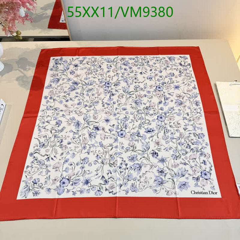 Dior Christian Dior Real Silk Floral Scarf 90x90cm Red Blue