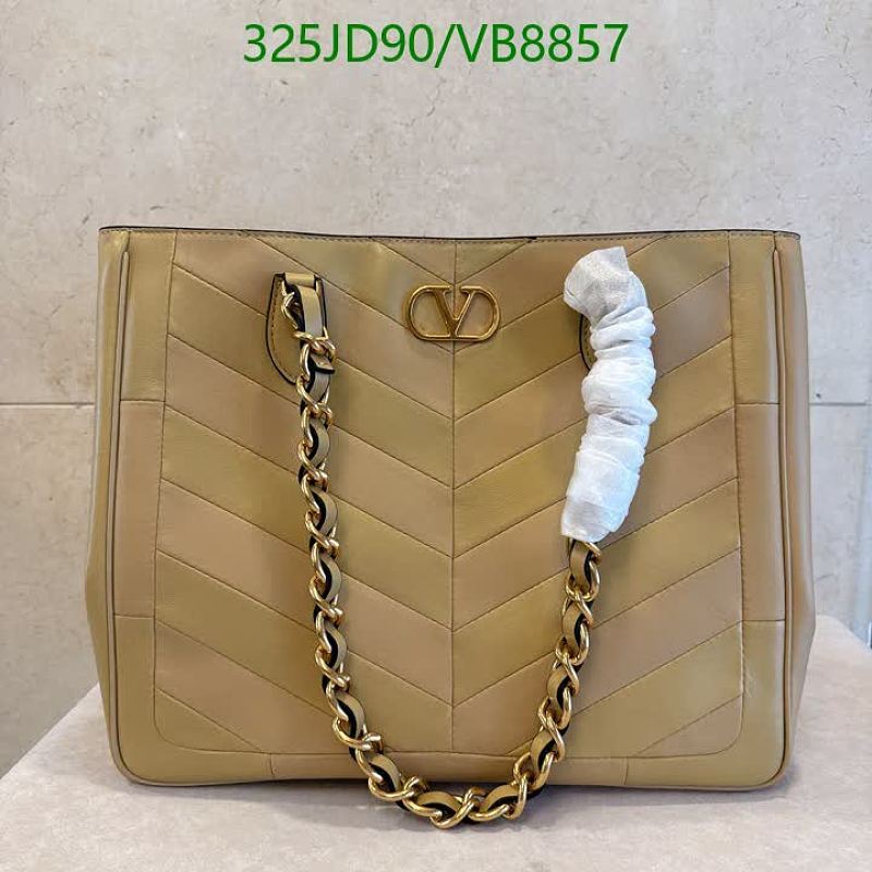 Valentino V-Logo Quilted Sheepskin Tote Bag - Beige