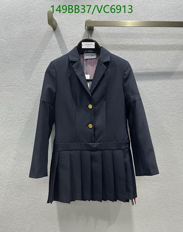 Thom Browne Women's Pleated Hem Blazer Dress - Classic Navy Style