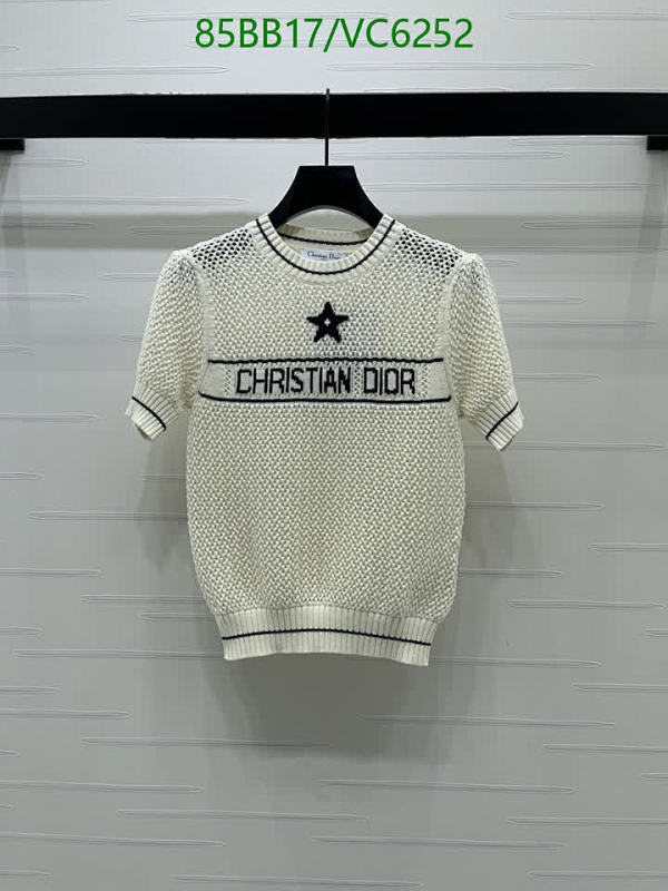 Dior Knitted Crop Top with Star & Logo - Short Sleeve Round Neck Tee for Women