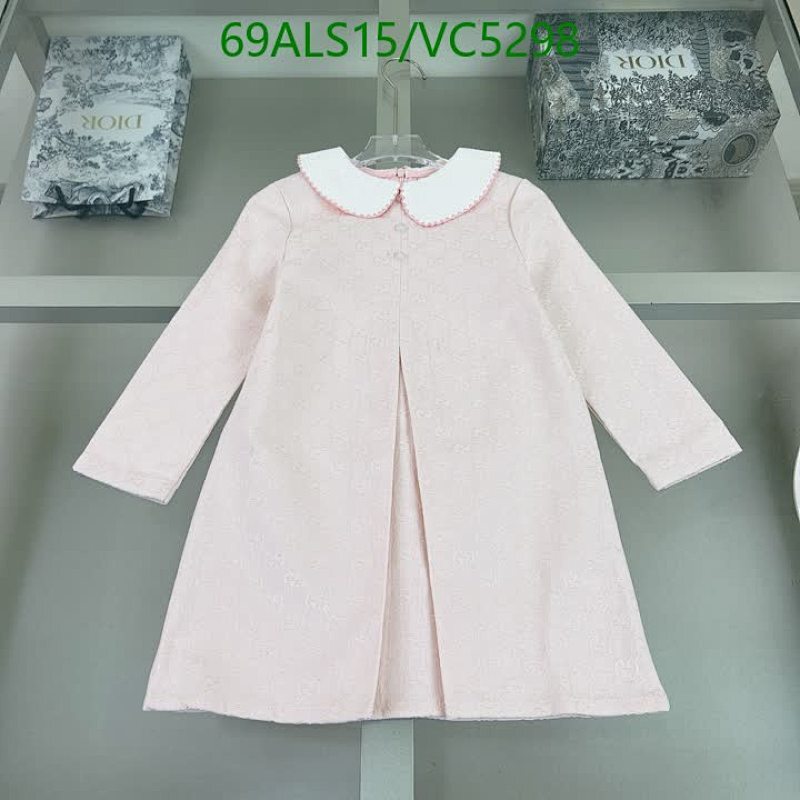 Dior Kids' Pink Long-Sleeve Dress with Peter Pan Collar - Elegant & Comfy