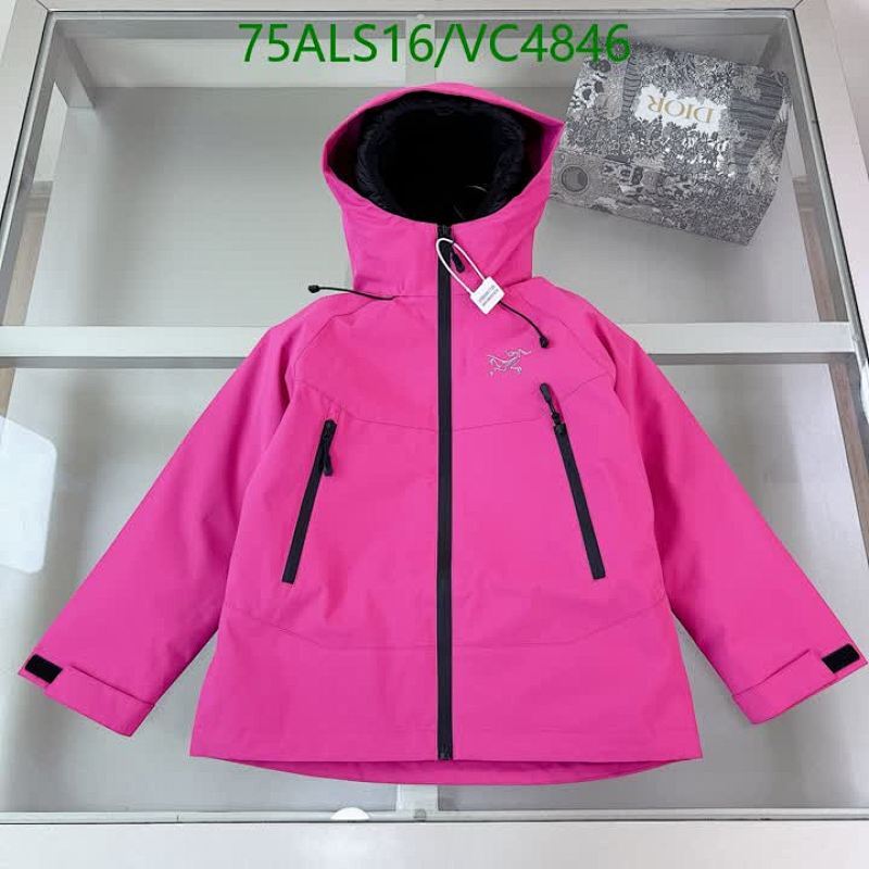 Arcteryx Kids' White Duck Down Hooded Jacket - Vibrant Pink Winter Coat