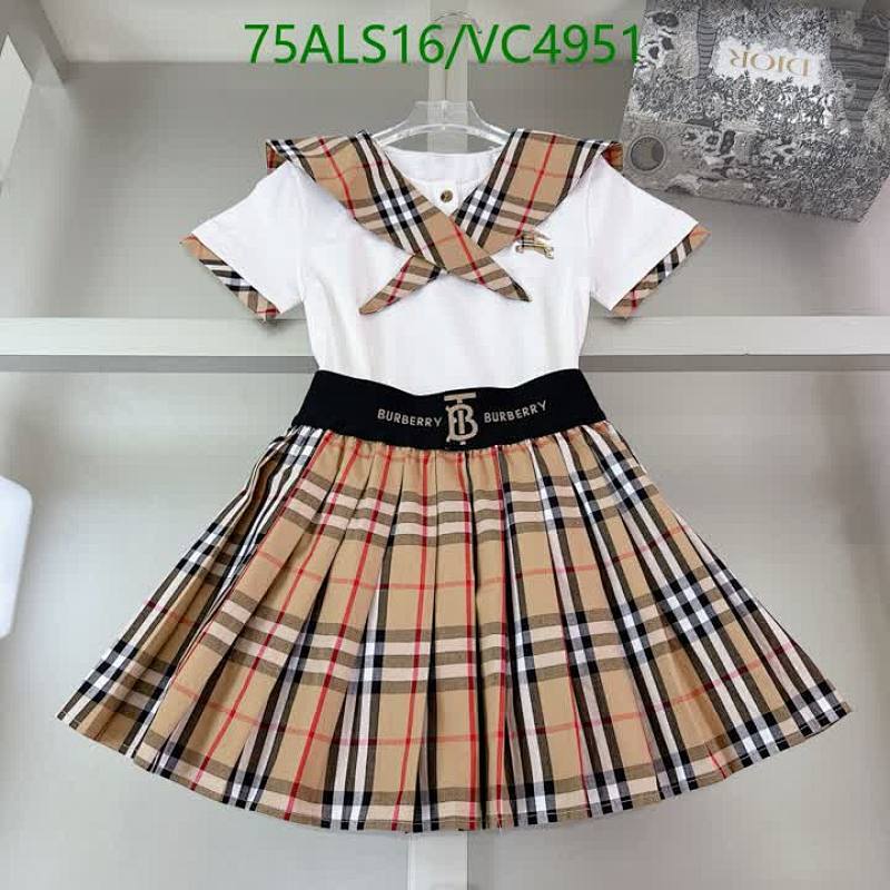 Burberry Kids' Plaid Sailor Collar Dress - Cotton Knit for Stylish Youngsters