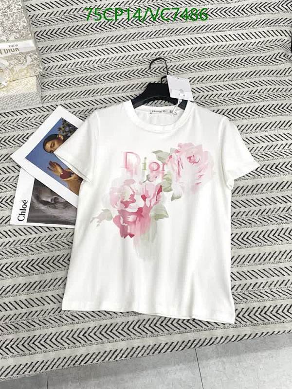 Dior Floral Print Cotton T-Shirt - Elegant Short Sleeve Top for Women