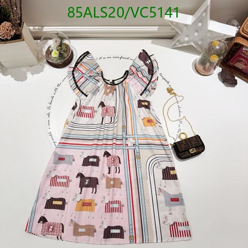 Fendi Kids' Luxurious Real Silk Printed Dress - Stylish & Comfortable (Sizes 90-160)