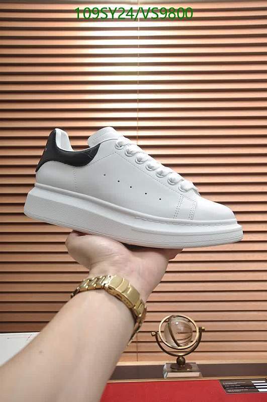 Alexander McQueen Women's White Leather Sneakers with Black Heel Tab