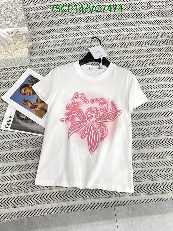 Dior Pink Floral Printed Short Sleeve Cotton T-Shirt for Women