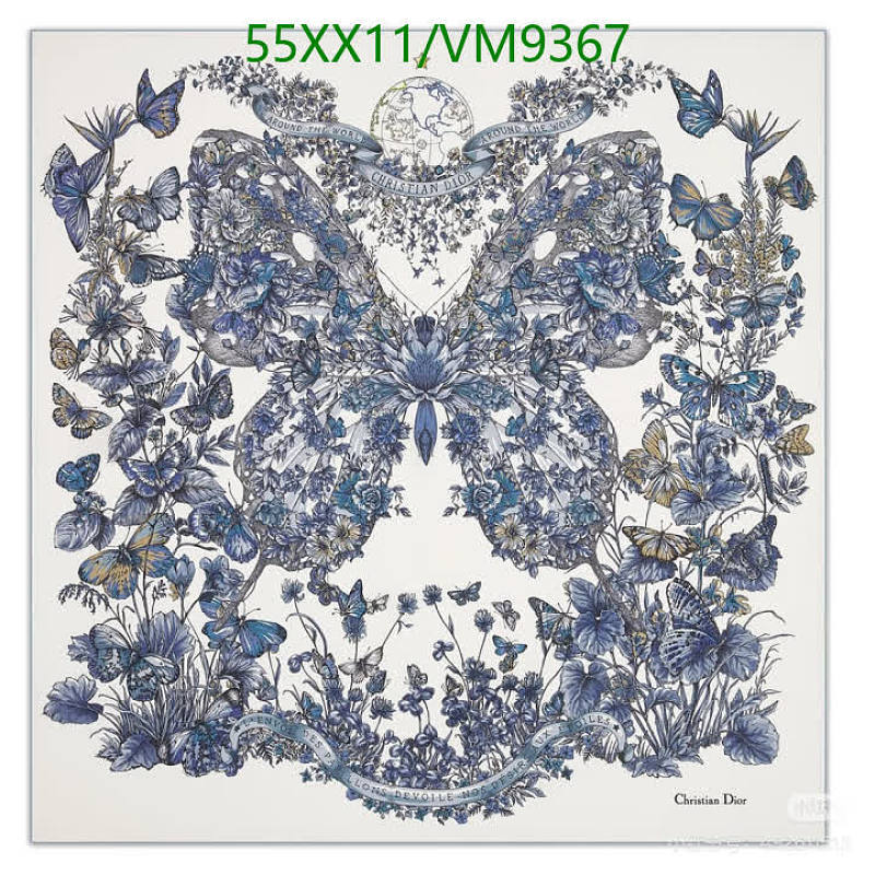 Christian Dior Mulberry Silk Scarf 90x90cm - Elegant Butterfly Design