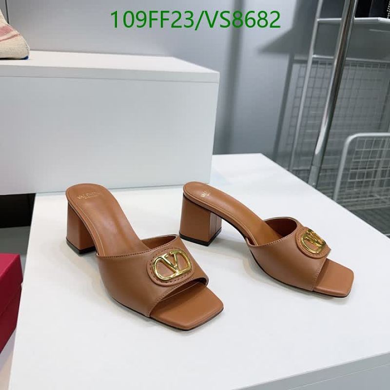 Valentino Women's Brown Leather Block Heel Mules Slides Size EU 35-42