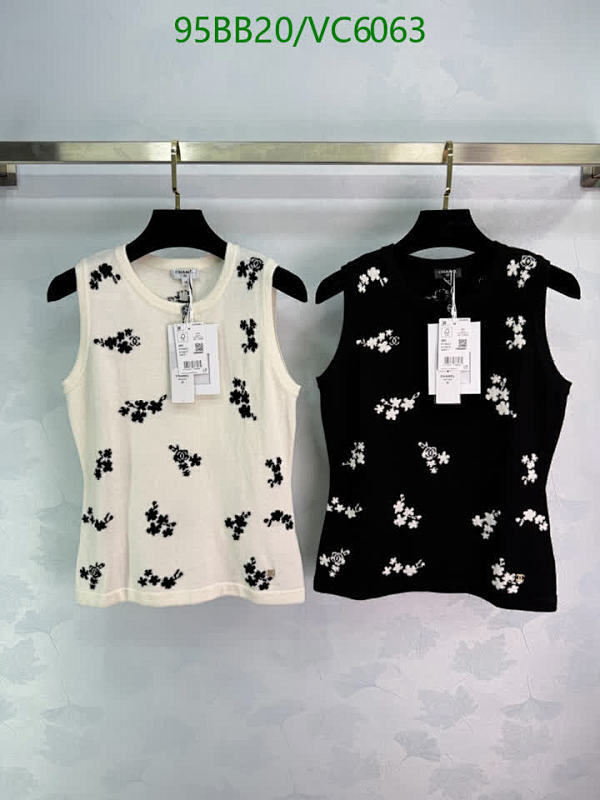 Chanel Knitted Sleeveless Top with Floral Embroidery for Women