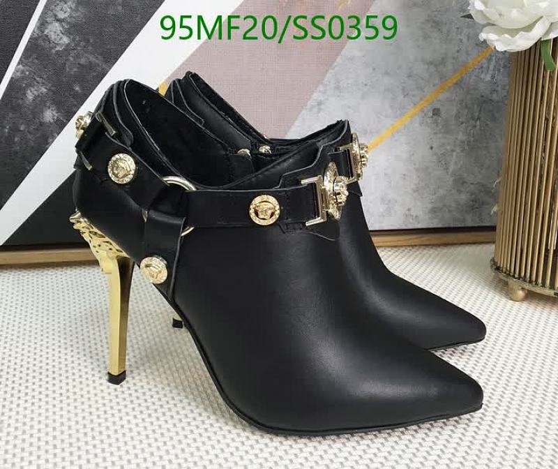 Versace Women's Black Cowhide Ankle Boots with 10CM Golden Heel