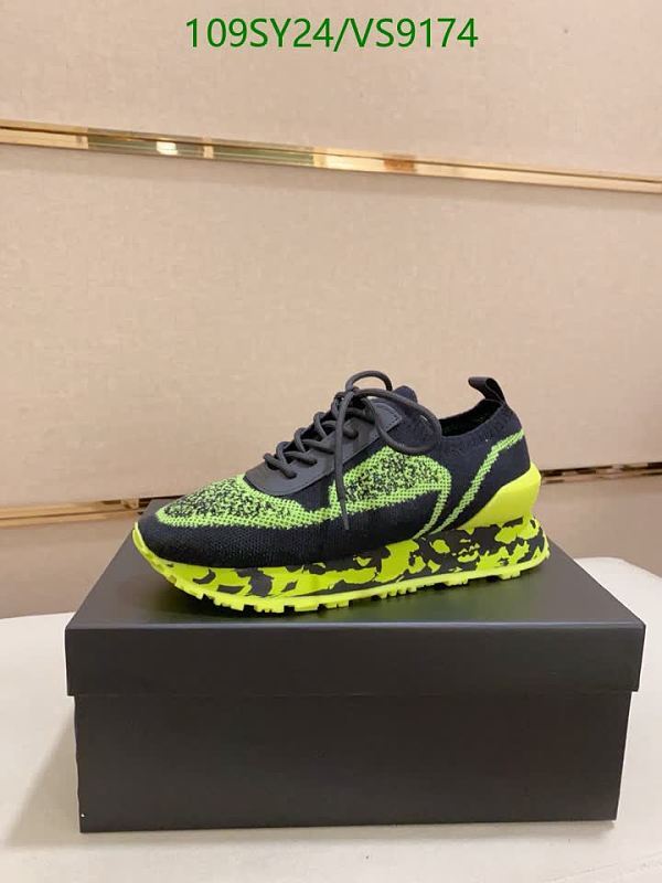 Balmain Men's Black & Neon Green Knit Sneakers