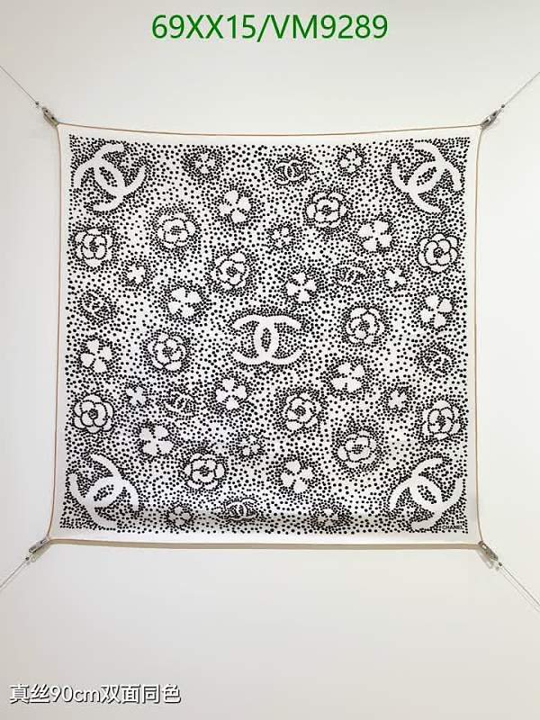 Chanel Black and White Dotted Real Silk Scarf - 90x90CM Luxurious Design