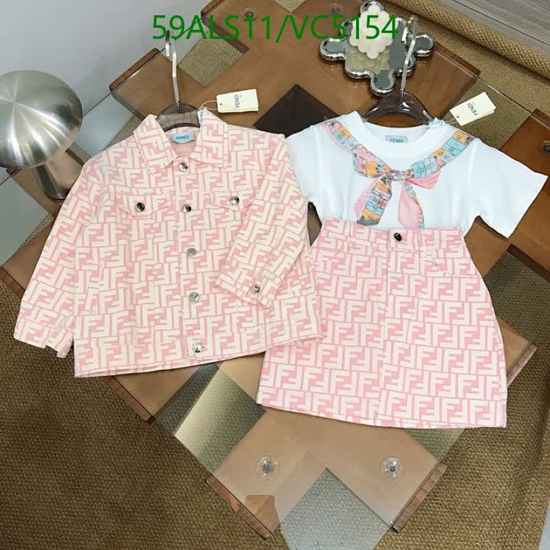Fendi Kids' Pink Monogram Denim Jacket & Skirt Set with White Logo Tee