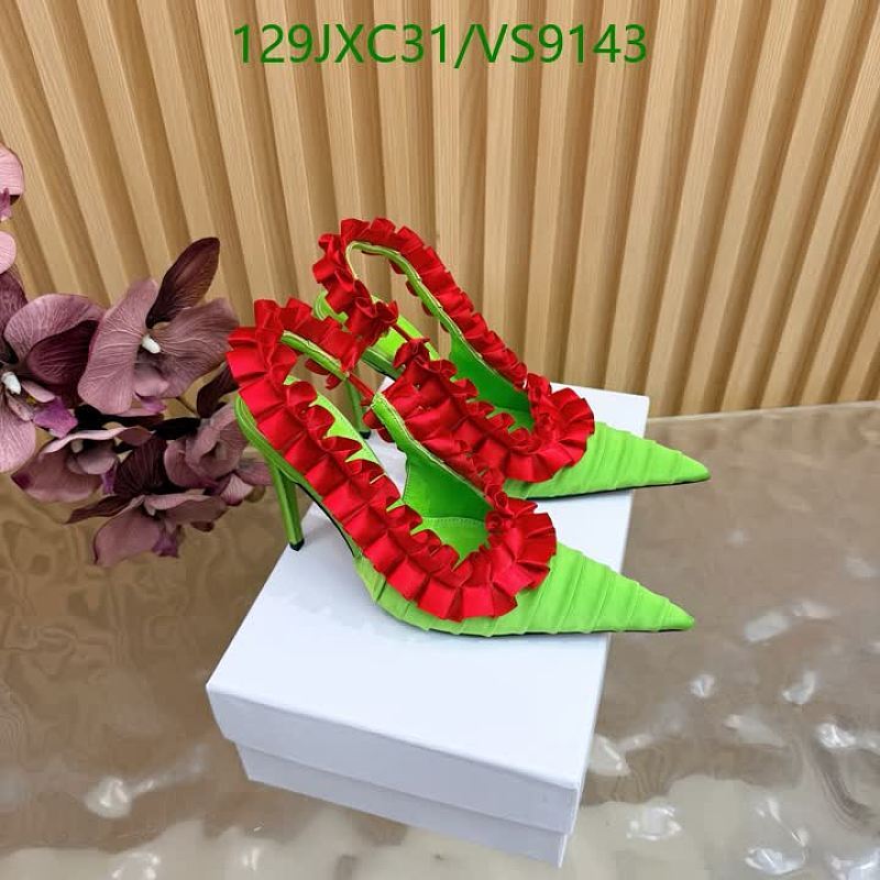 Yves Saint Laurent Women's Lime Green Silk Ruffled Slingback Heels