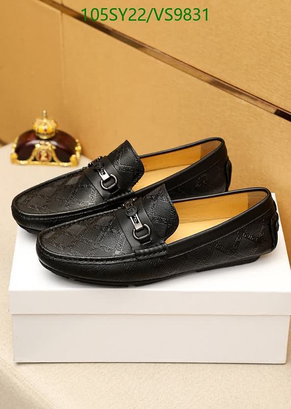 Versace Men's Black Calf Leather Embossed Loafer Shoes