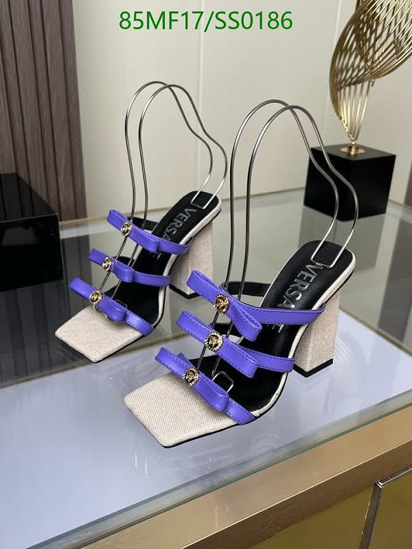 Versace Women's Purple Leather Strappy Block Heel Sandals EU 35-42