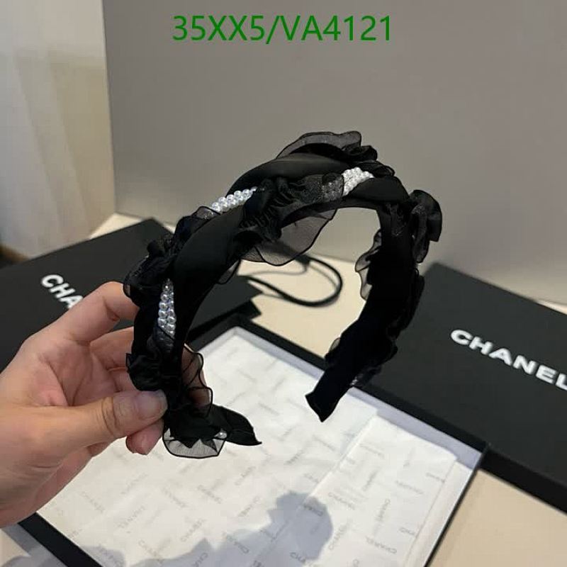 Elegant Chanel Black Ruffle Headband with Pearl Accents - Luxurious Hair Accessory