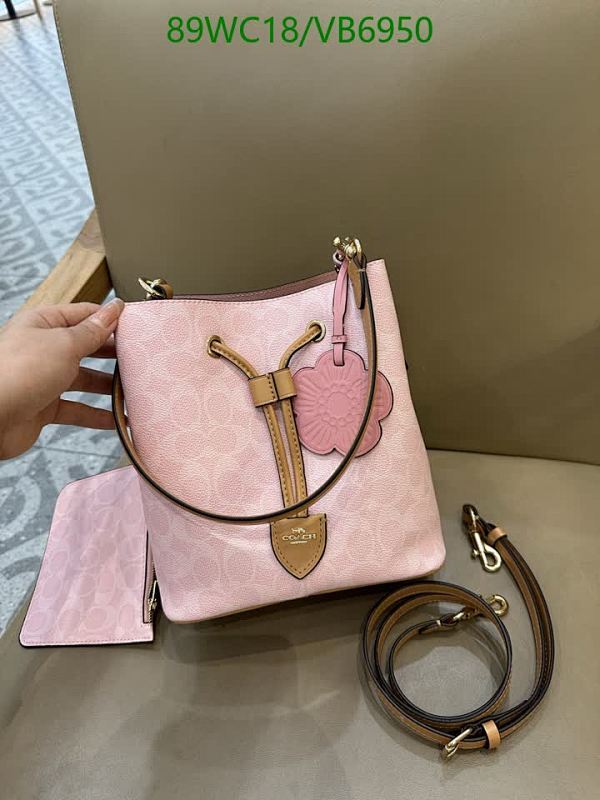 Coach Ladies Monogram Drawstring Bucket Bag - Stylish & Versatile Pink Handbag