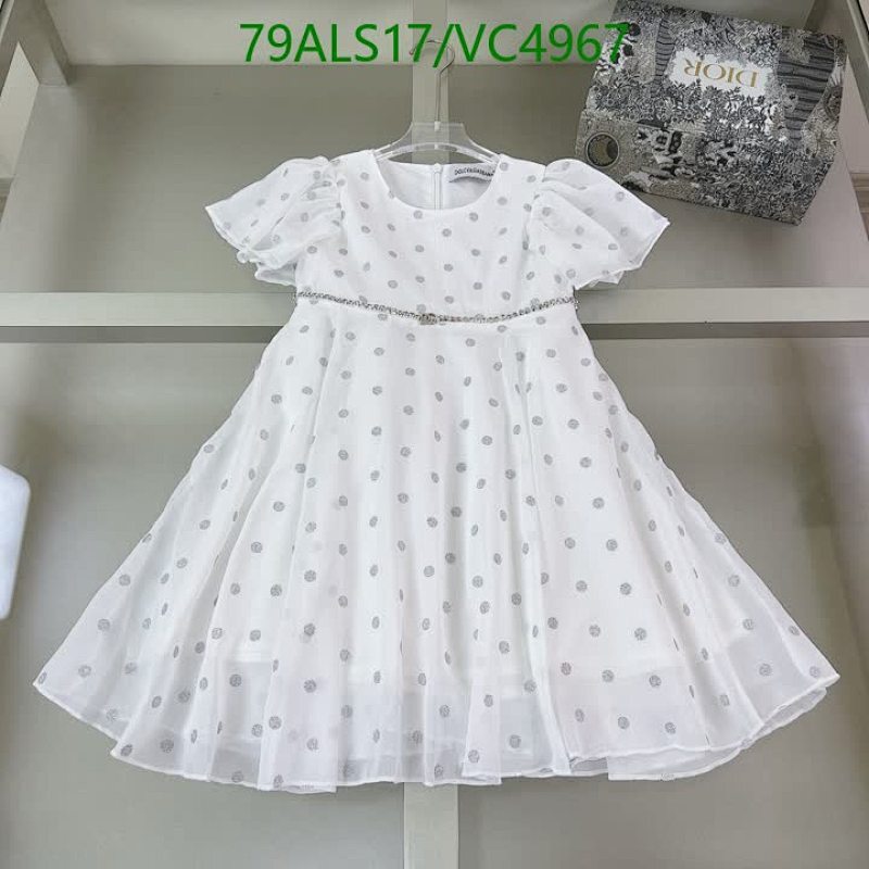 D&G Kids' Elegant White Polka Dot Dress - Perfect for Special Occasions