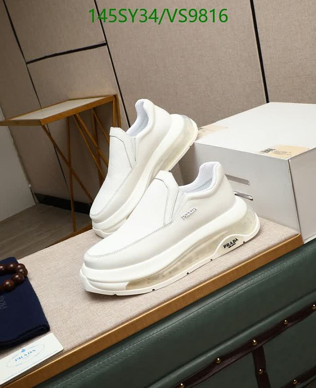 Prada Men's White Leather Slip-On Sneakers - Casual & Stylish Footwear