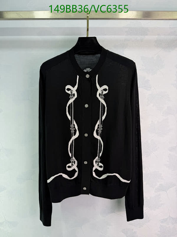 Hermes Elegant Knitted Cardigan with Unique Swirl Design - Black & White