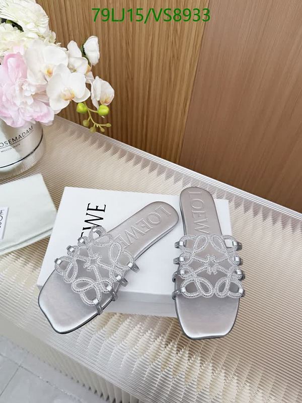 Loewe Women's Silver Leather Embellished Slide Sandals EU 35-43
