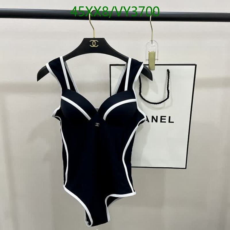 Chanel One-Piece Swimsuit for Women - Elegant Black and White Design