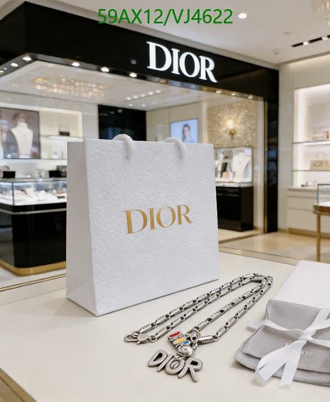 Dior Men's Silver-Tone Chain Necklace with Logo Charm and Adjustable Length 7 Dior Men's Silver-Tone Chain Necklace with Logo Charm and Adjustable Length