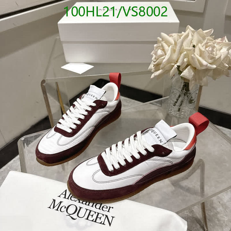 Alexander McQueen Women's White & Burgundy Suede Low-Top Sneakers