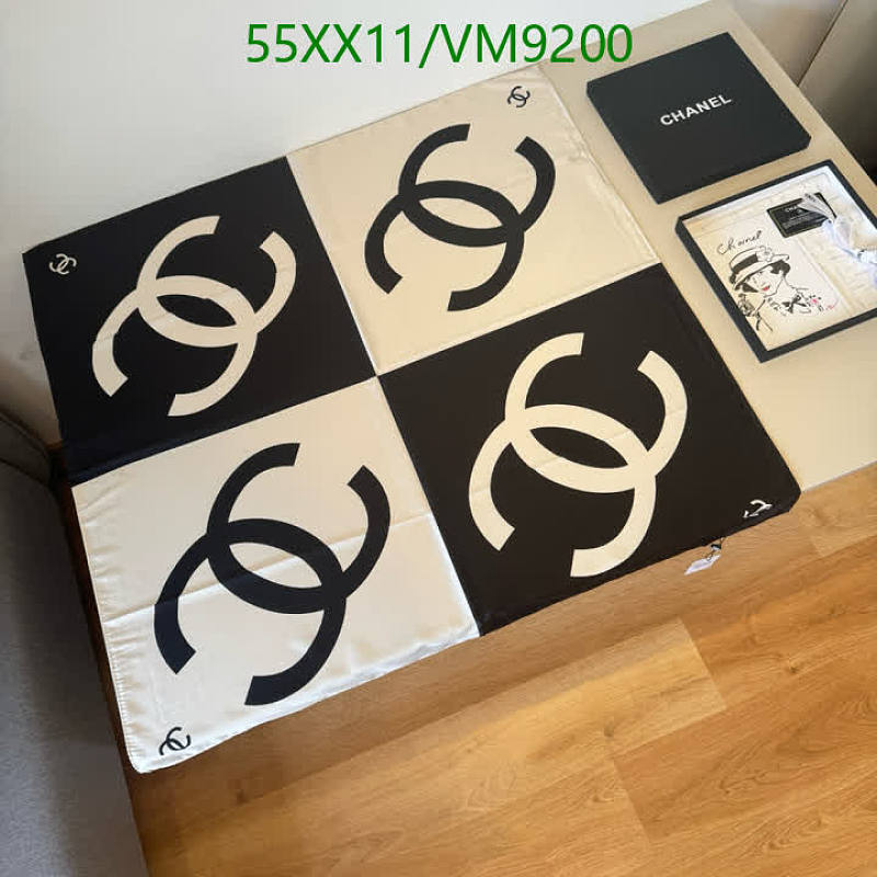Chanel Silk Scarf 90x90cm Black & White CC Logo Square Scarf