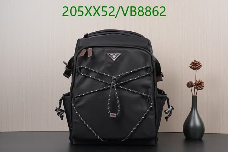 Prada Nylon Backpack with Leather Trim - Black