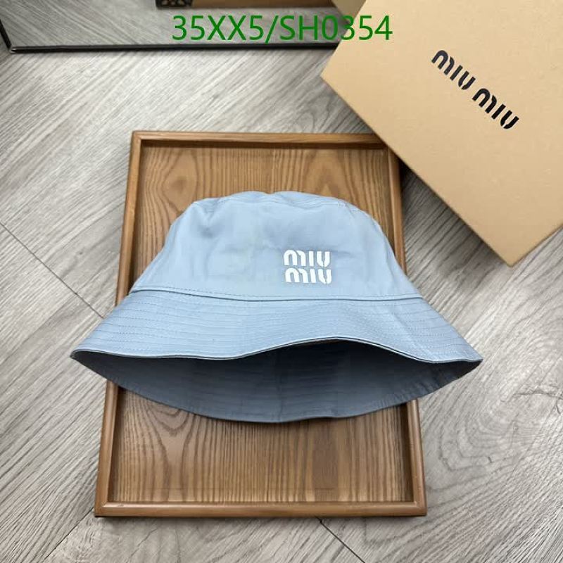 Miu Miu Light Blue Bucket Hat with Embroidered Logo - Stylish & Reversible