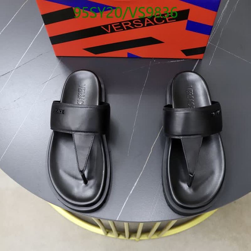 Versace Men's Black Leather Thong Sandals - EU 38-45