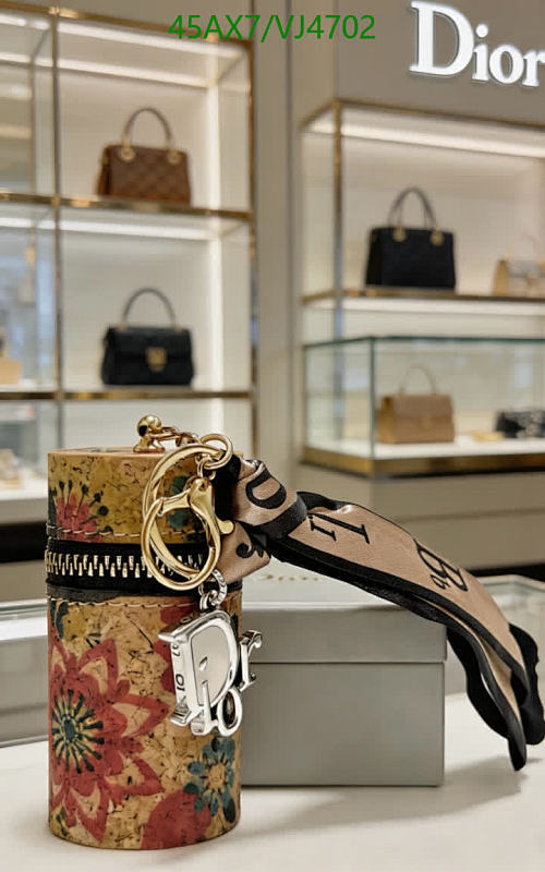 Dior Key Pendant Keychain with Floral Design and Signature Logo Charm