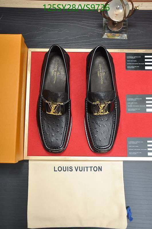 Louis Vuitton Men's Black Genuine Leather Loafers with Gold LV Buckle