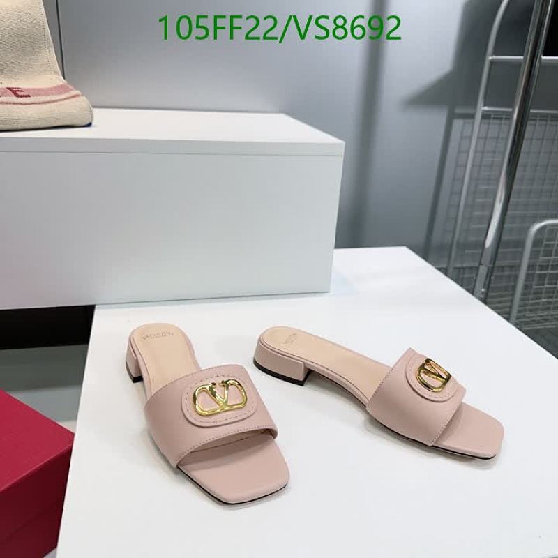 Valentino Women's Pink Leather Slide Sandals with V Logo
