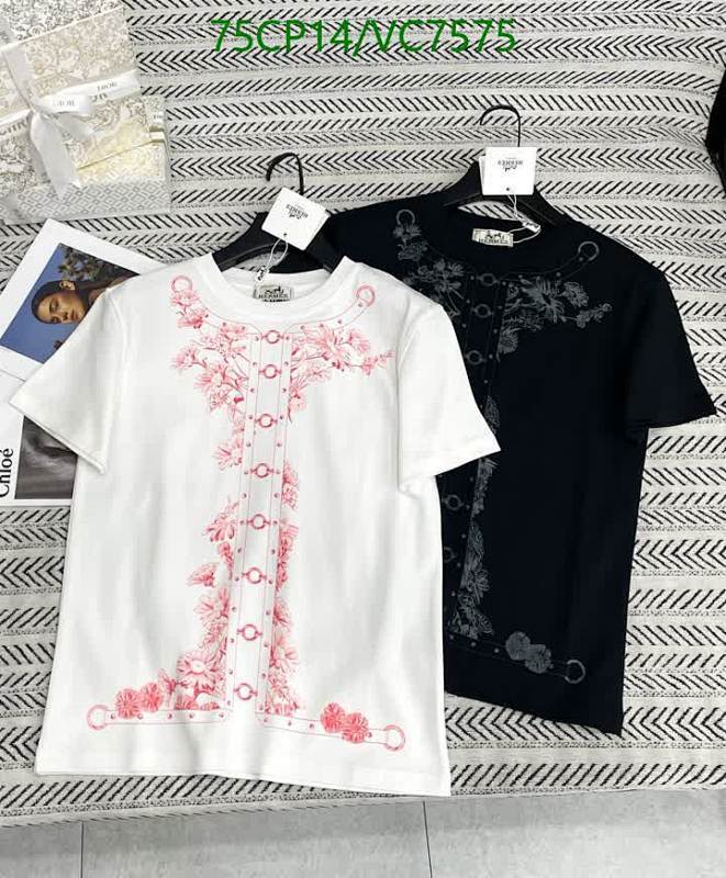Hermes Classic Cotton Crew Neck T-Shirt - Floral & Chain Print Design