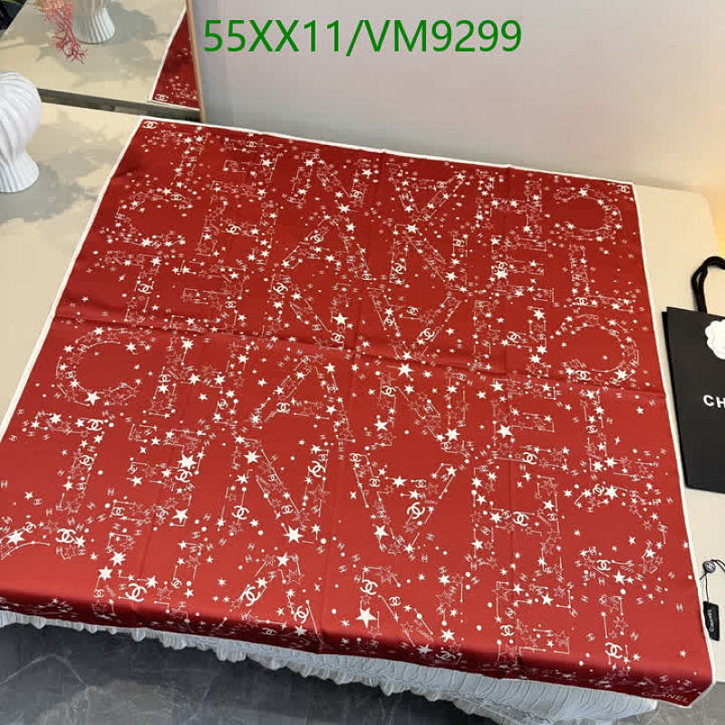 Chanel Silk Scarf Red & White Stars Print 90x90CM Elegant Designer Accessory