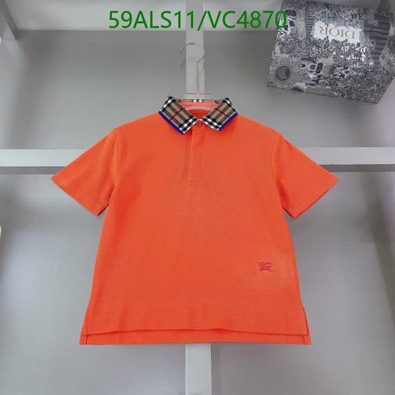 Burberry Kids' Cotton Polo Shirt with Iconic Check Collar - Vibrant Orange