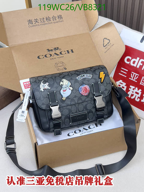 Coach Signature Canvas Messenger Bag with Disney Villains Patches