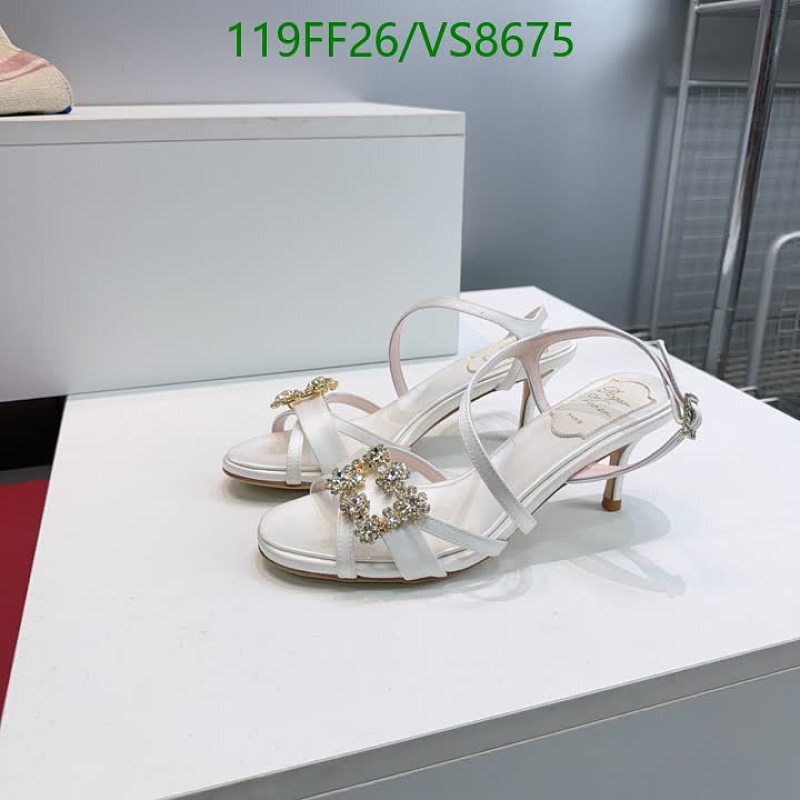Roger Vivier Women's White Silk Crystal Buckle Kitten Heel Sandals