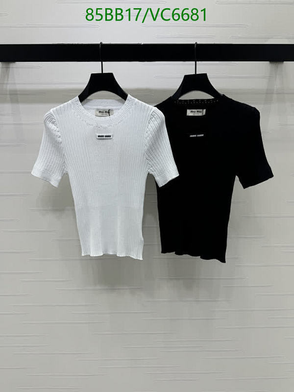 Miu Miu Knitted Short Sleeve Top - Ribbed Crew Neck Casual Tee VC6681