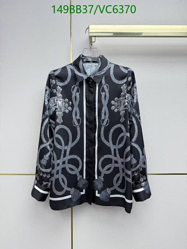 Hermes Real Silk Long Sleeve Blouse - Luxurious Patterned Button-Up Shirt